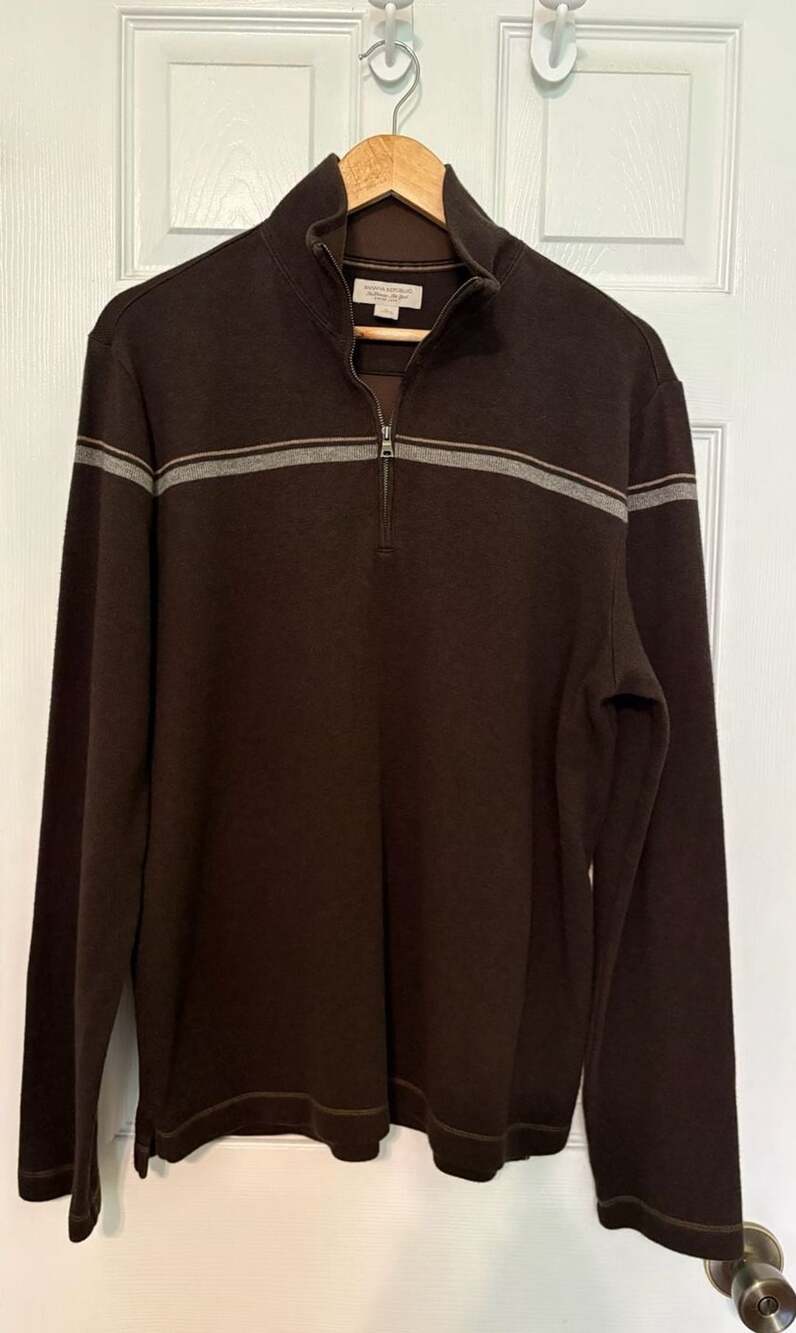 EUC Banana Republic Brown 1/4 Zip Pullover Sweater Size L Cotton
